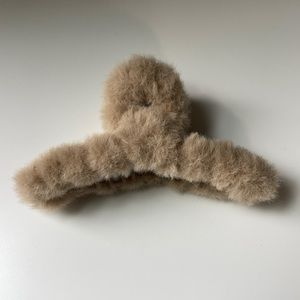 Coffee fuzzy hair clip